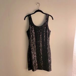 Black sequin mini dress